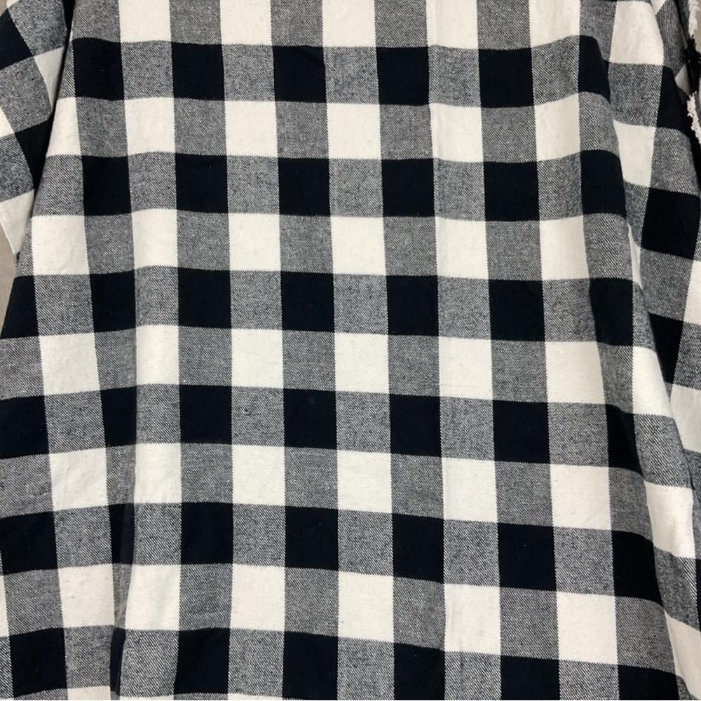 Vintage 90s black white buffalo check plaid fabric 64” x 44.5”